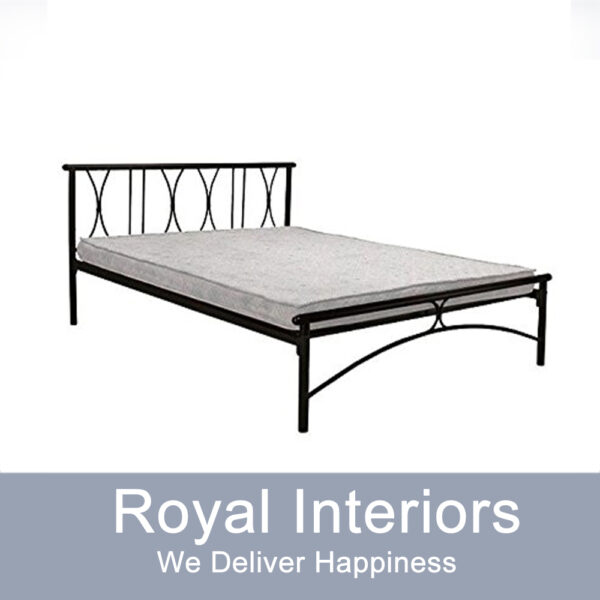 King Size Irin Metal Bed Without Storage in Black (Matte Finish)
