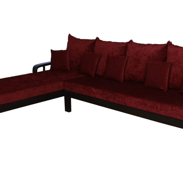 Clara L Shape Sofa Walnut Maroon