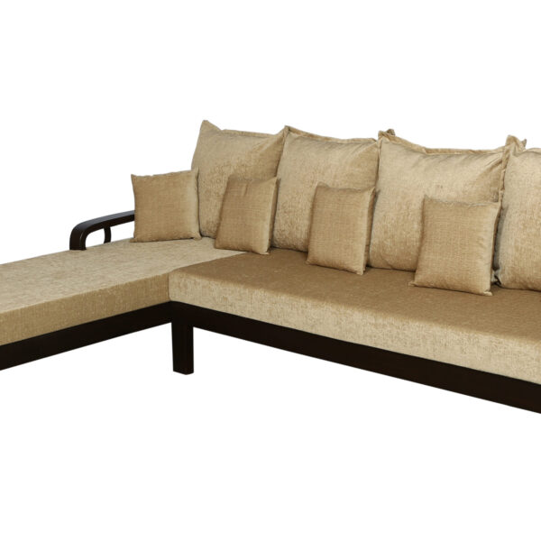 Mabelia L Shape Sofa Walnut Cream