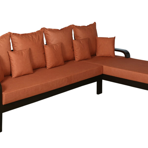 Recxin L Shape Sofa Walnut Orange