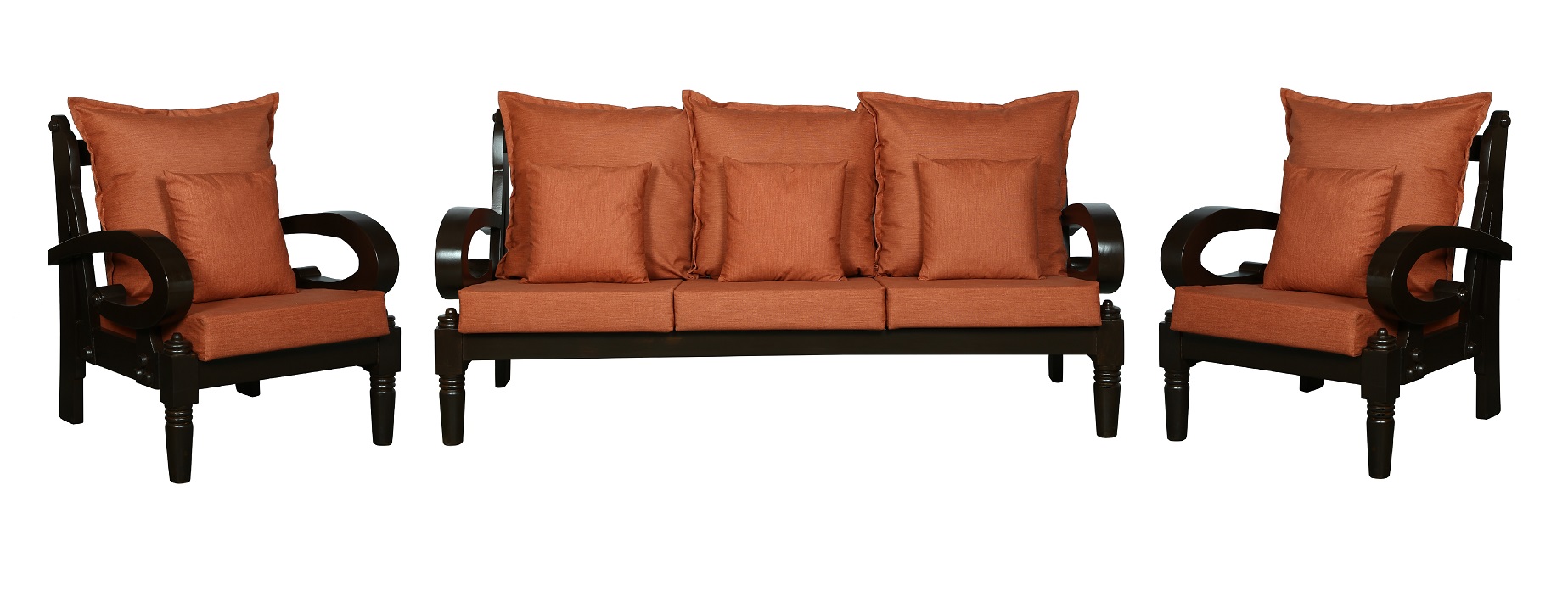 Patio Sofa Set Walnut Orange