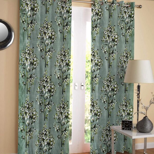 Royal Interiors Long Modern Floral Curtains ( Green )