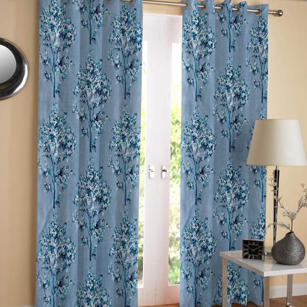 Royal Interiors Long Modern Floral Curtains ( Aqua Blue )