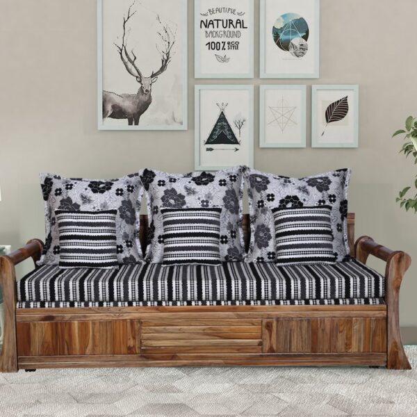 Royal Interiors Marshal Wooden Sofa Cum Bed with Storage ( Natural Brown )