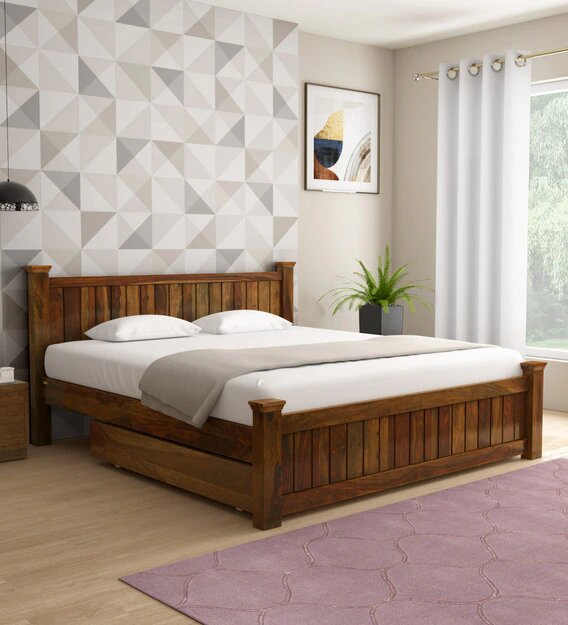 Royal Interiors Wooden Natural Brown Bed
