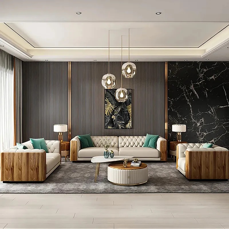 Royal Interiors Wooden Sofa Set