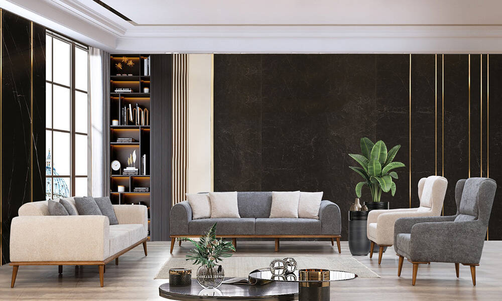 Royal Interiors Wooden Sofa Set