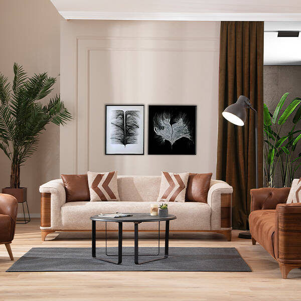 Royal Interiors Wooden Sofa Set