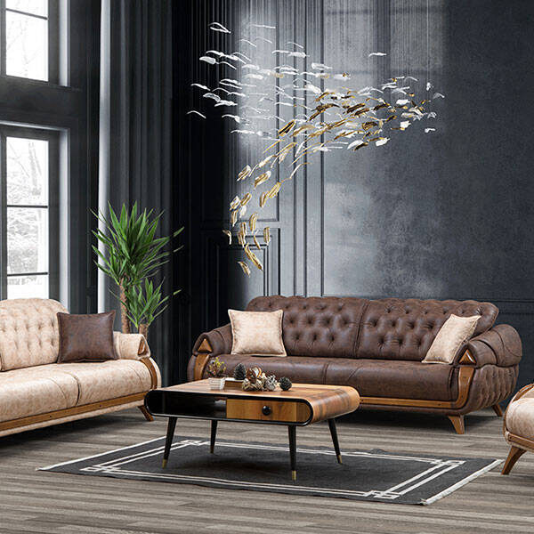 Royal Interiors Wooden Sofa Set