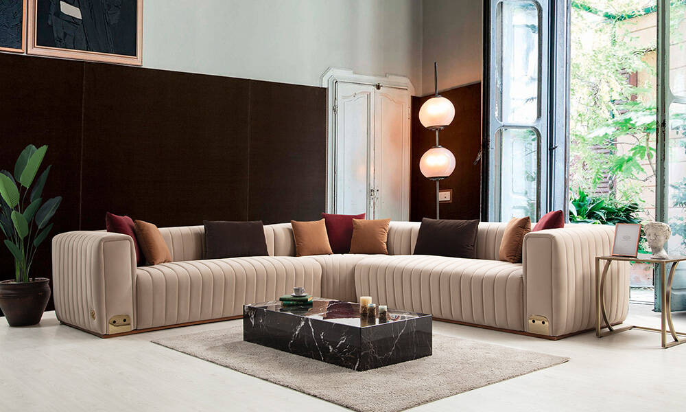Royal Interiors Wooden L Shape Sofa
